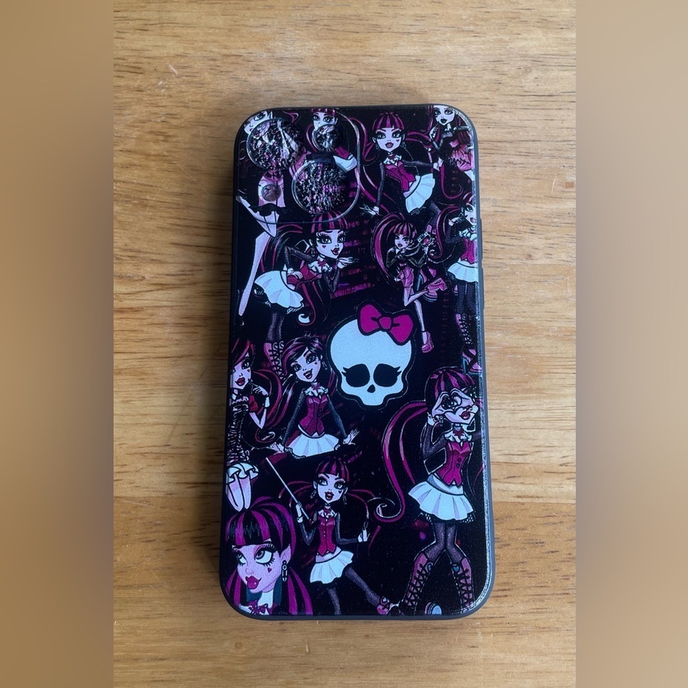 Black & Pink Monster High Themed Phone Case Available in various iPhone Sizes